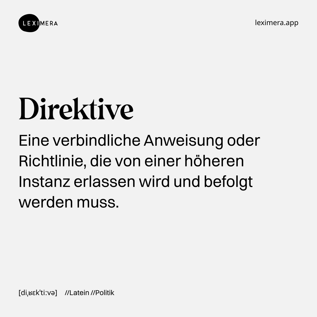 Direktive - Wort Bild