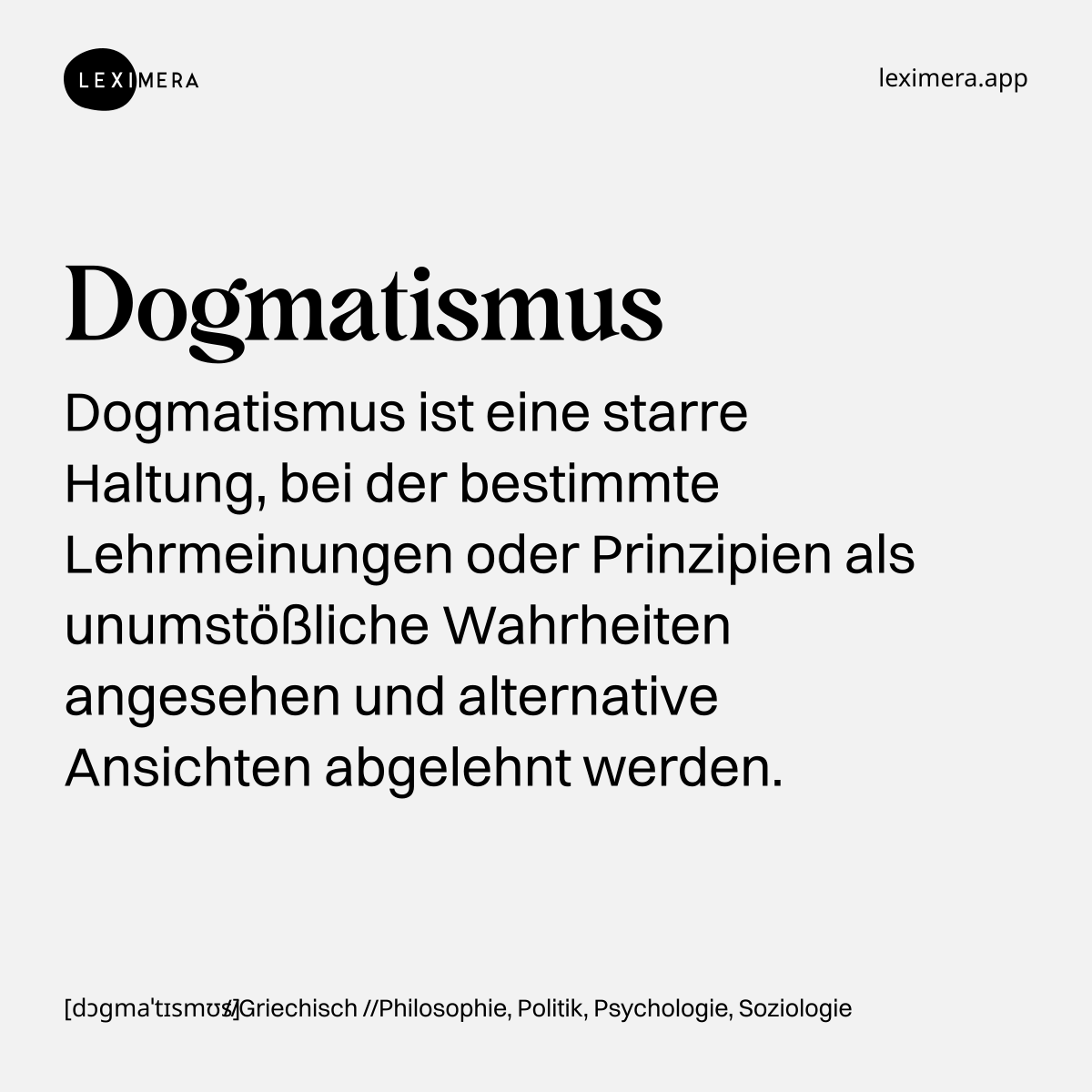 Dogmatismus - Wort Bild in voller Größe