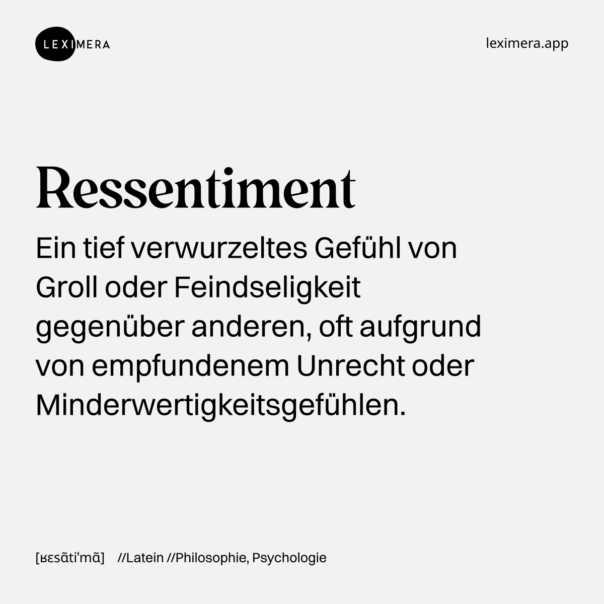 Ressentiment - Wort Bild in voller Größe