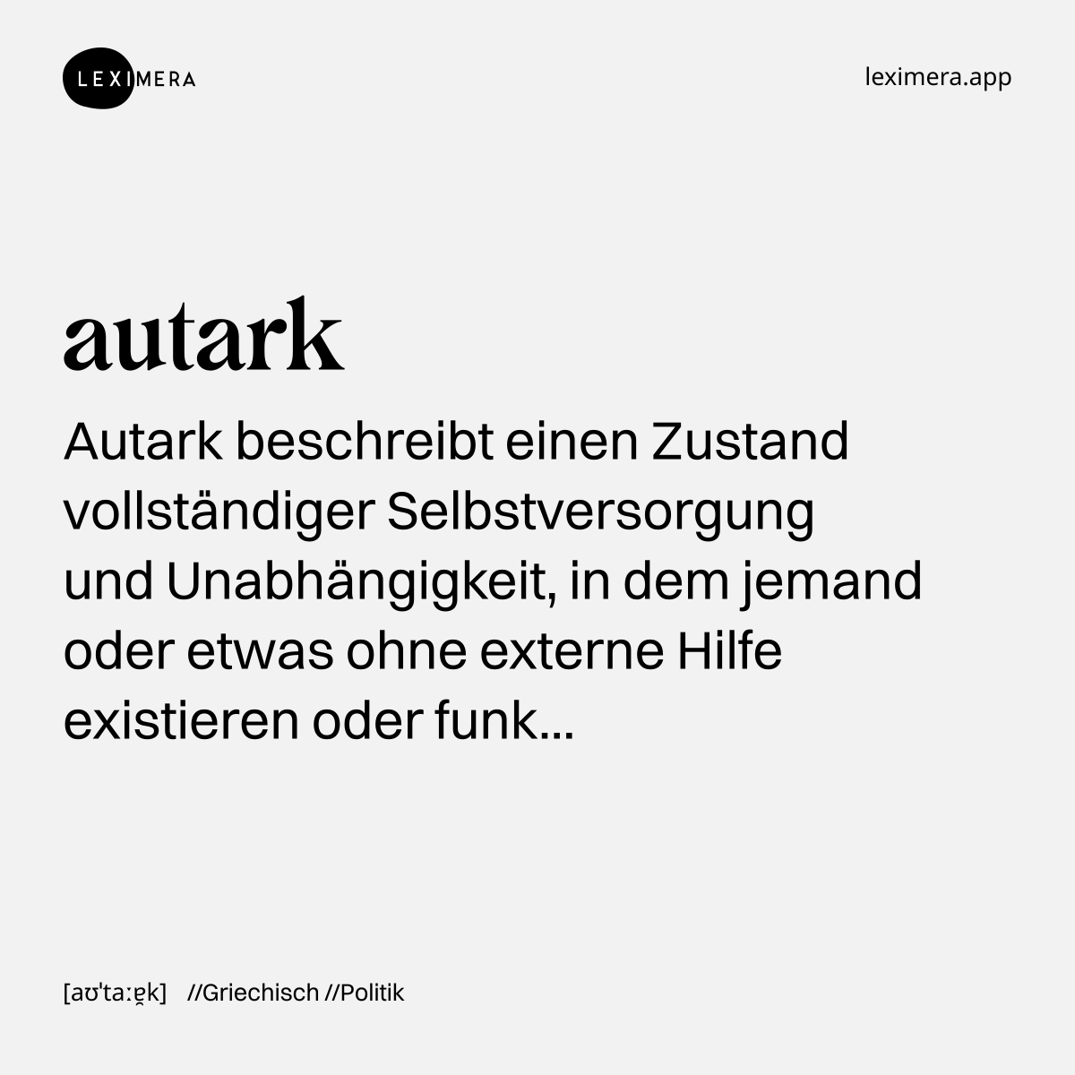 autark - Wort Bild