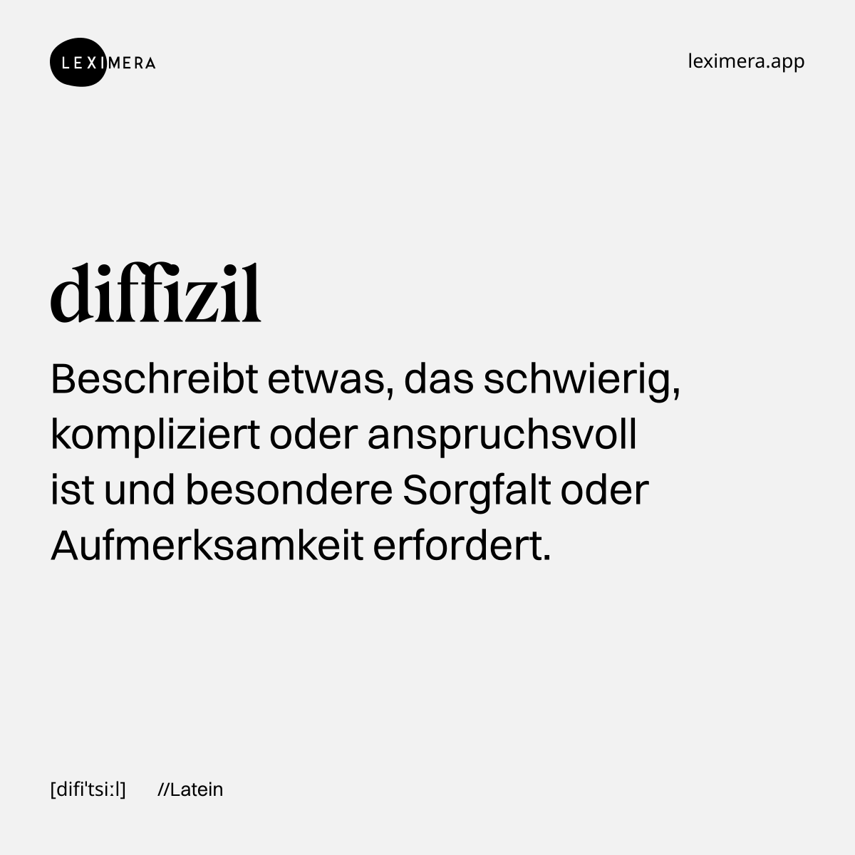 diffizil - Wort Bild