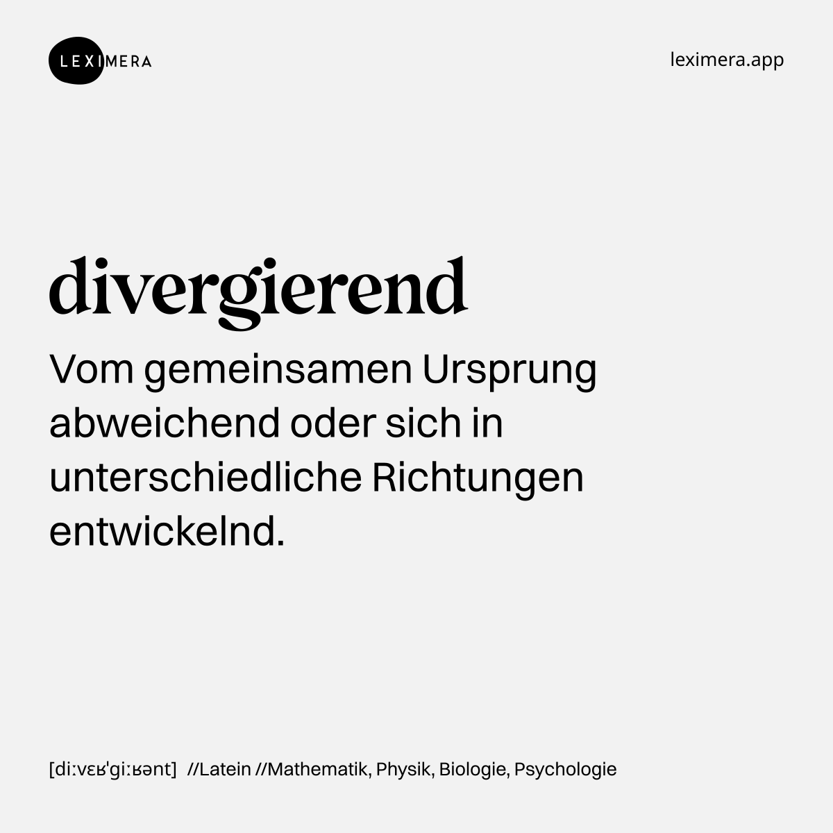 divergierend - Wort Bild