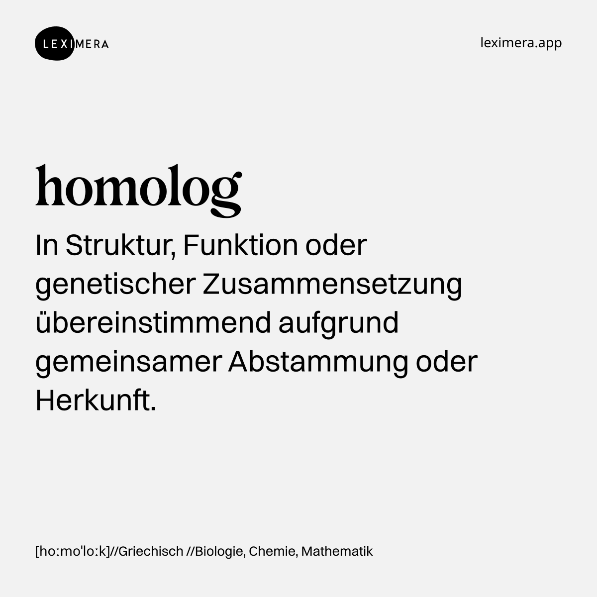 homolog - Wort Bild