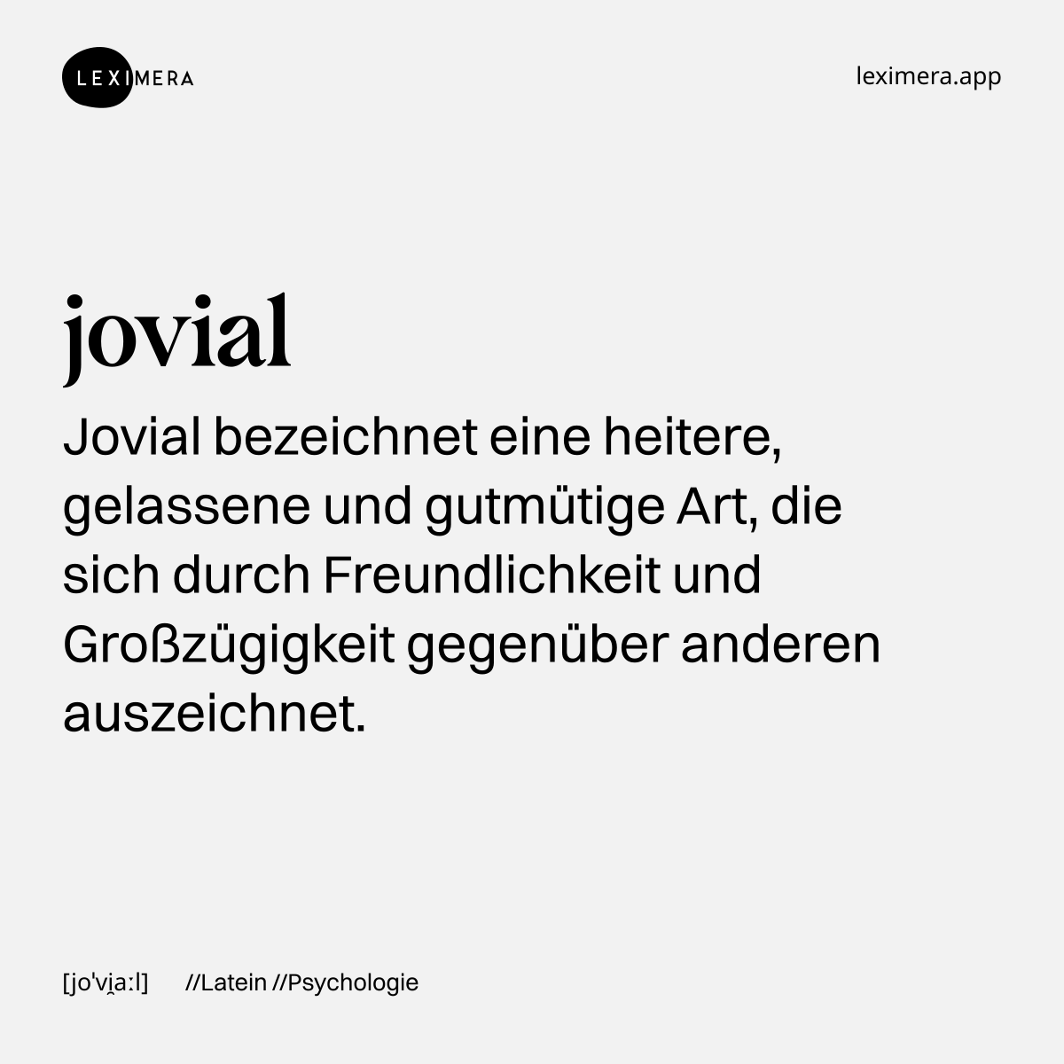 jovial - Wort Bild in voller Größe