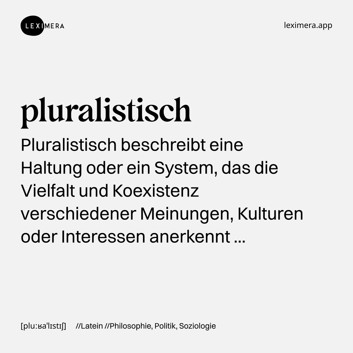 pluralistisch - Wort Bild