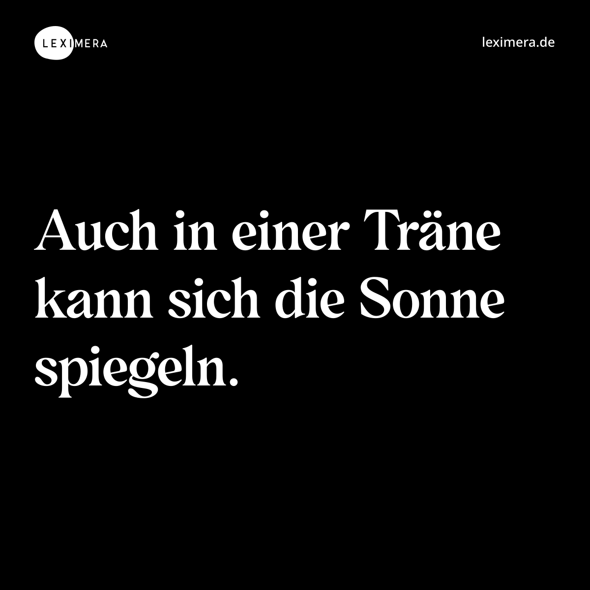 Auch in einer Träne kann sich die Sonne spiegeln. - Spruch Bild