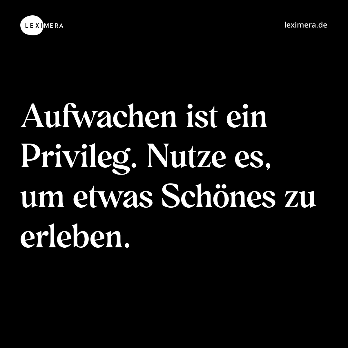 Aufwachen ist ein Privileg. Nutze es, um etwas Schönes zu erleben. - Spruch Bild