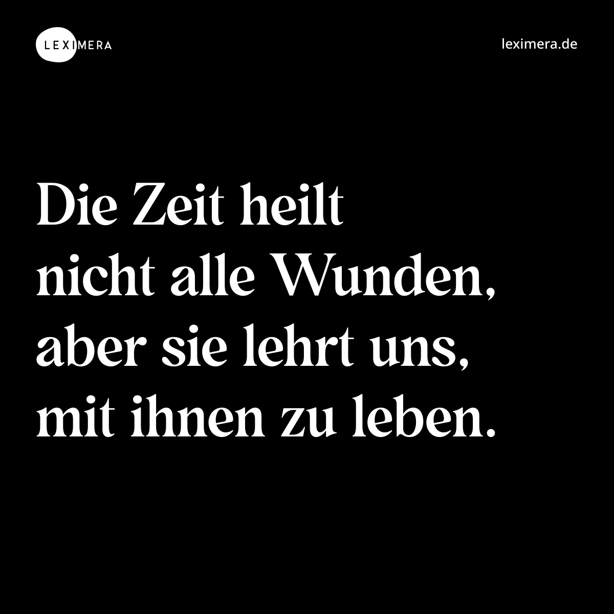 Die Zeit heilt nicht alle Wunden, aber sie lehrt uns, mit ihnen zu leben. - Spruch Bild