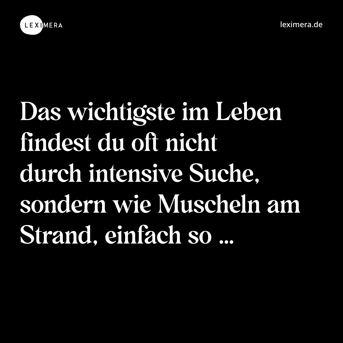 Das wichtigste im Leben findest du oft nicht durch intensive Suche, sondern wie Muscheln am Strand, einfach so … - Spruch Bild