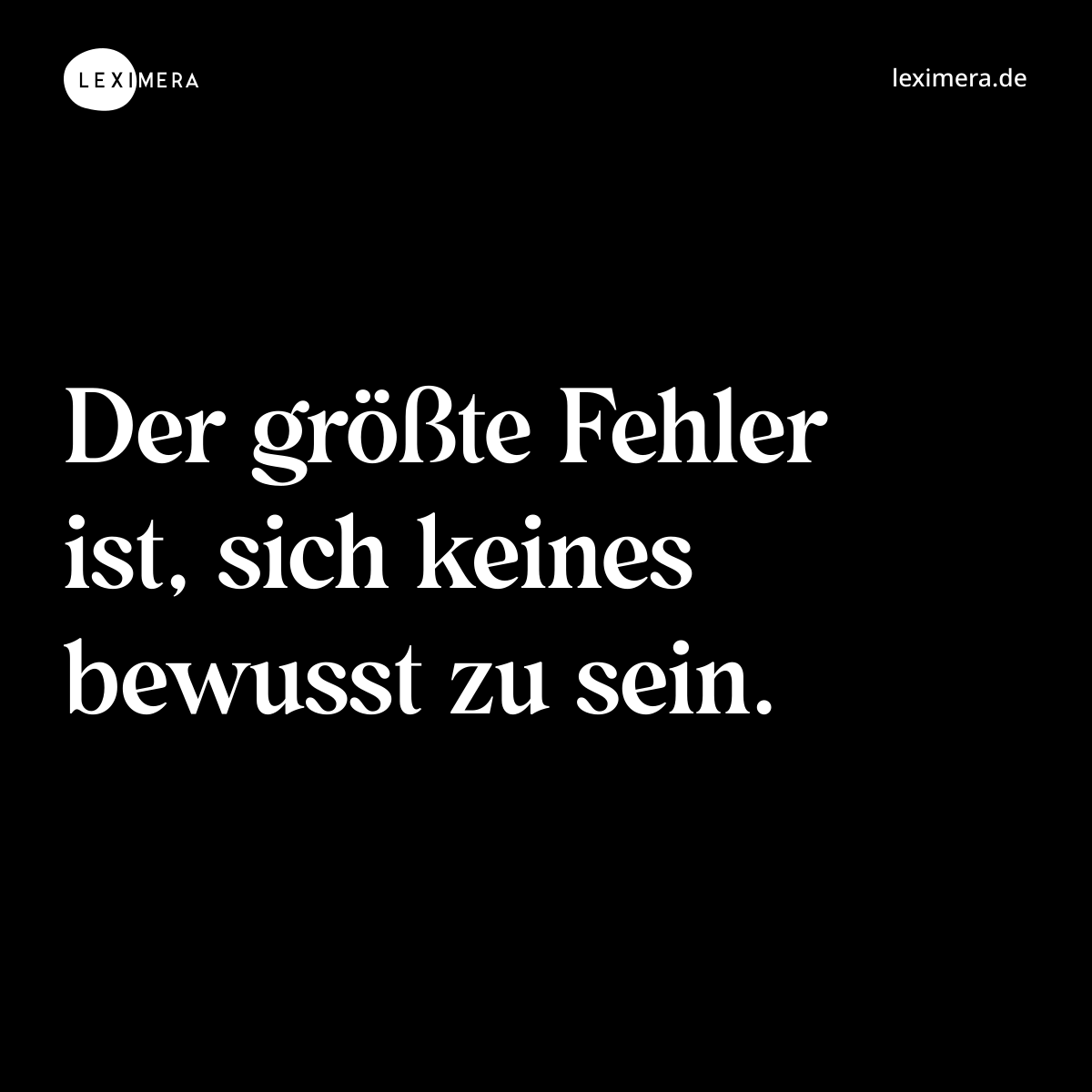 Der größte Fehler ist, sich keines bewusst zu sein. - Spruch Bild