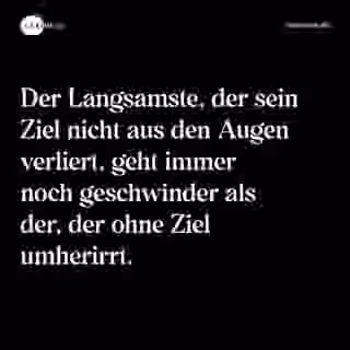 Der Langsamste, der sein Ziel nicht aus den Augen verliert, geht immer noch geschwinder als der, der ohne Ziel umherirrt. - Spruch Bild
