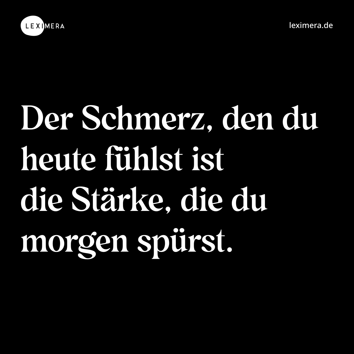 Der Schmerz, den du heute fühlst ist die Stärke, die du morgen spürst. - Spruch Bild