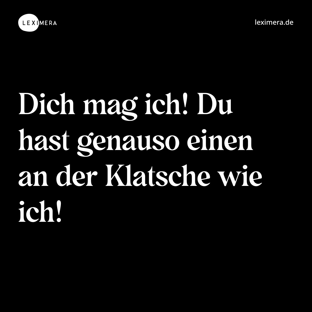 Dich mag ich! Du hast genauso einen an der Klatsche wie ich! - Spruch Bild