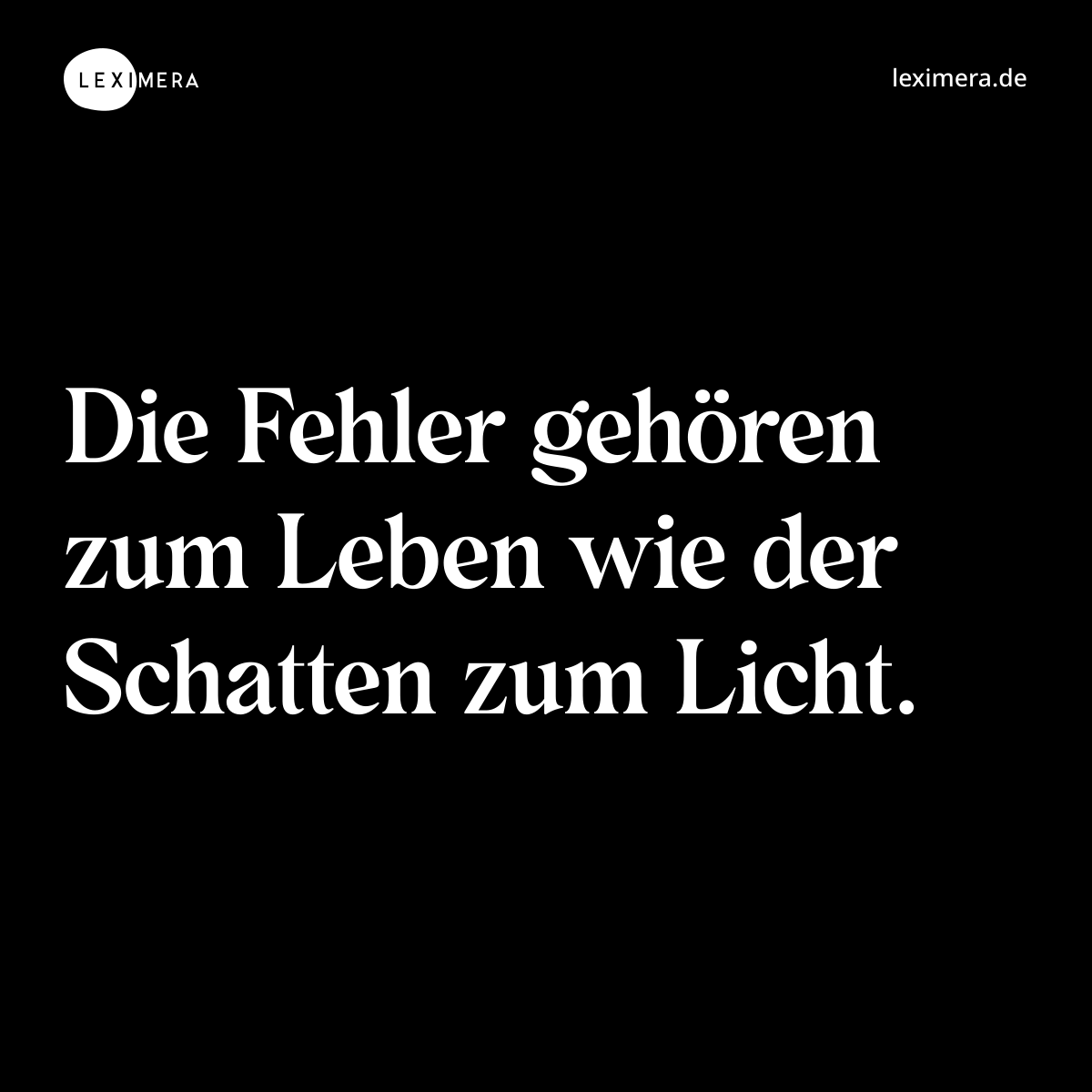 Die Fehler gehören zum Leben wie der Schatten zum Licht. - Spruch Bild