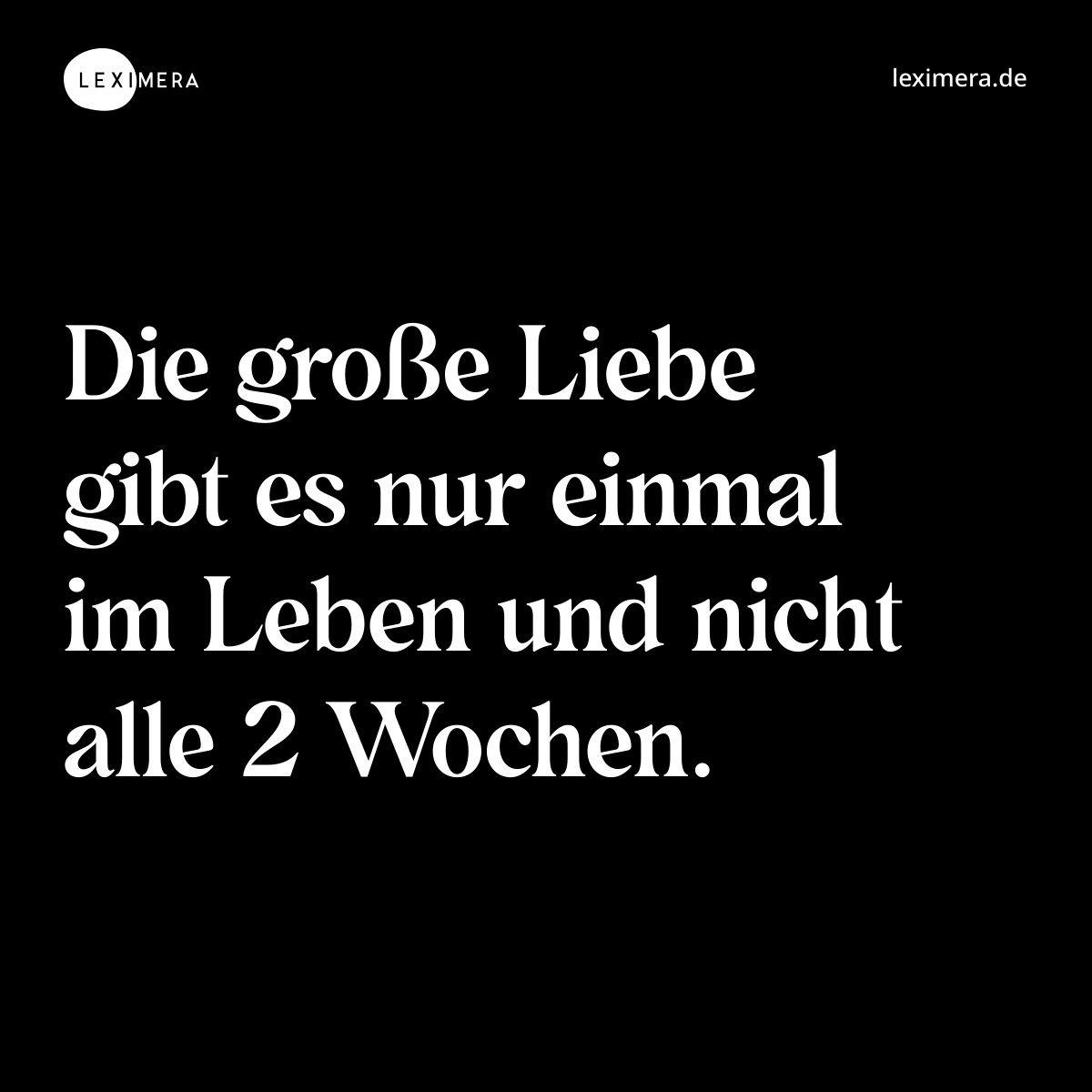 Die große Liebe gibt es nur einmal im Leben und nicht alle 2 Wochen. - Spruch Bild