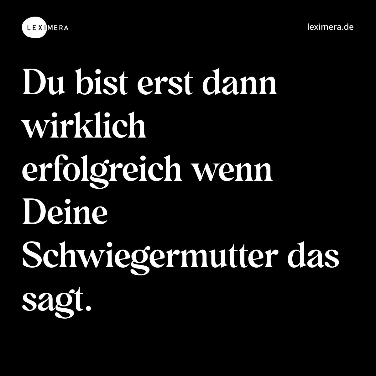 Du bist erst dann wirklich erfolgreich wenn Deine Schwiegermutter das sagt. - Spruch Bild