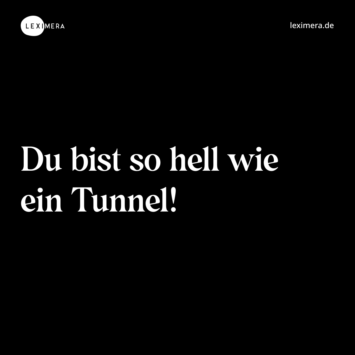 Du bist so hell wie ein Tunnel! - Spruch Bild