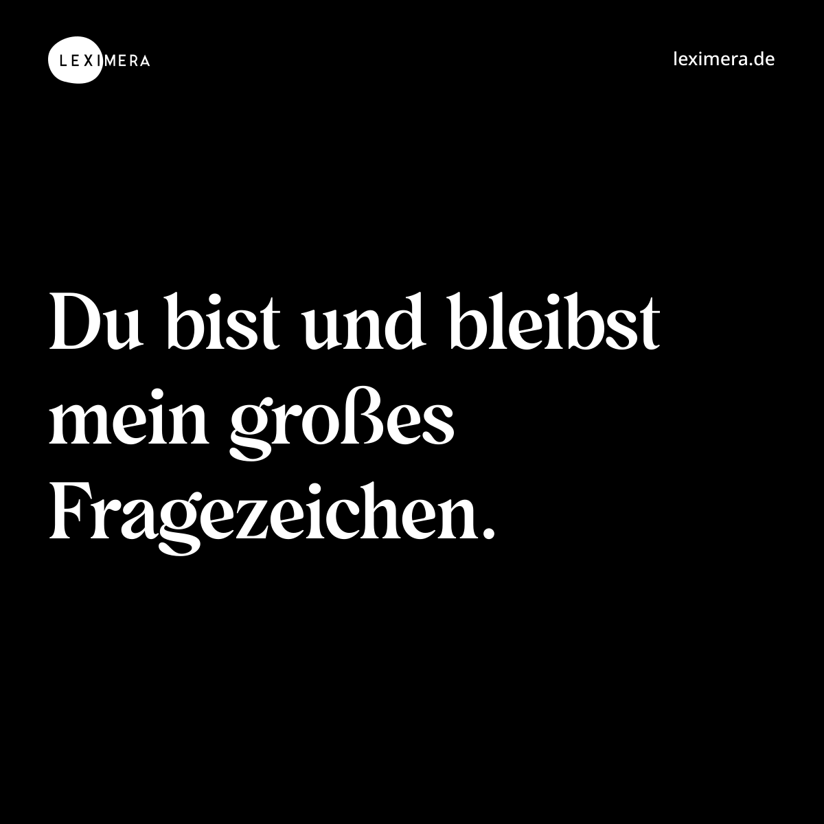 Du bist und bleibst mein großes Fragezeichen. - Spruch Bild