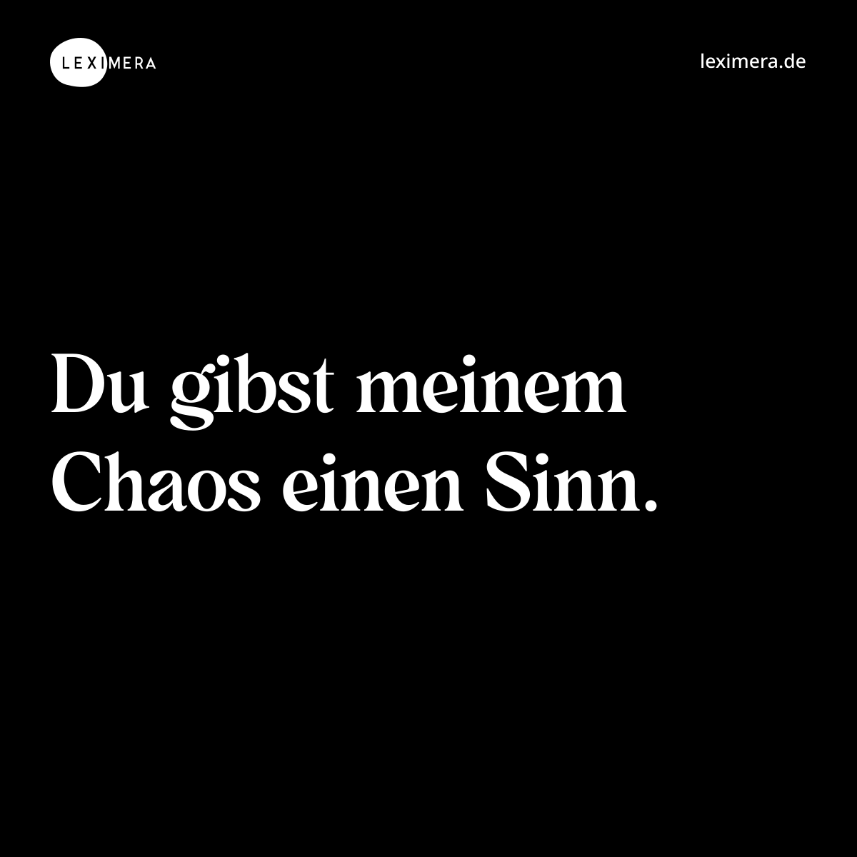 Du gibst meinem Chaos einen Sinn. - Spruch Bild
