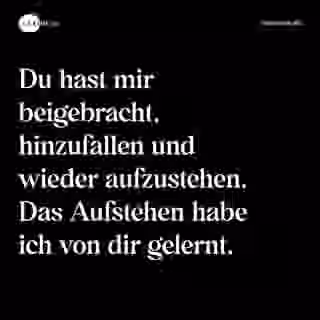 Du hast mir beigebracht, hinzufallen und wieder aufzustehen. Das Aufstehen habe ich von dir gelernt. - Spruch Bild