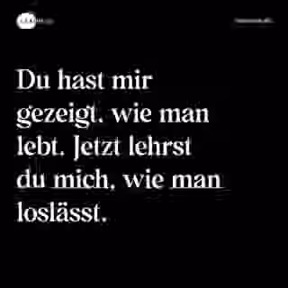 Du hast mir gezeigt, wie man lebt. Jetzt lehrst du mich, wie man loslässt. - Spruch Bild