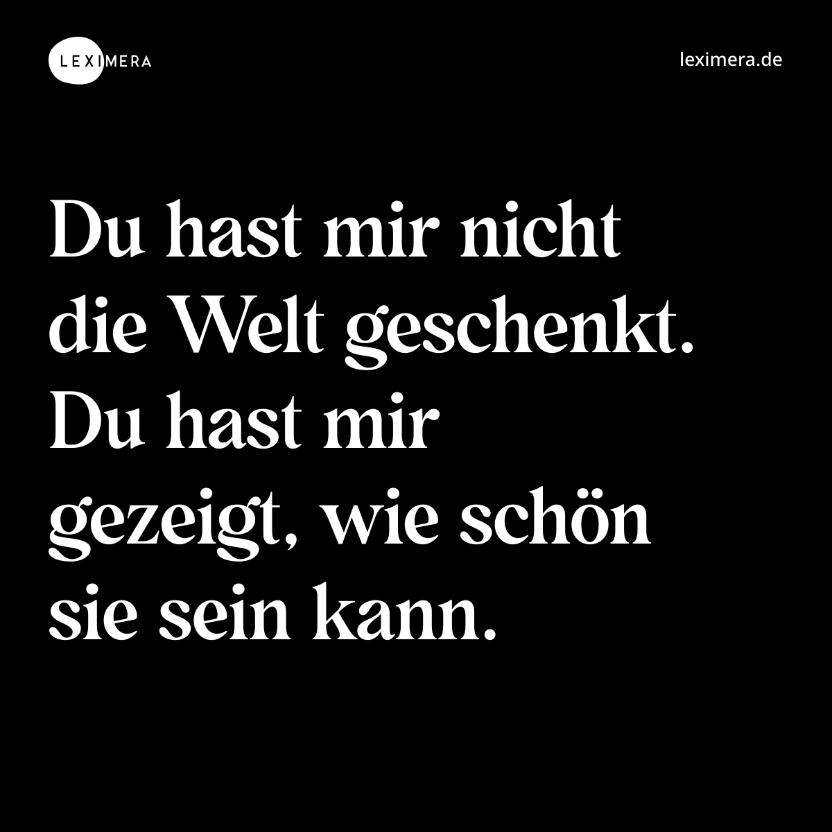 Du hast mir nicht die Welt geschenkt. Du hast mir gezeigt, wie schön sie sein kann. - Spruch Bild