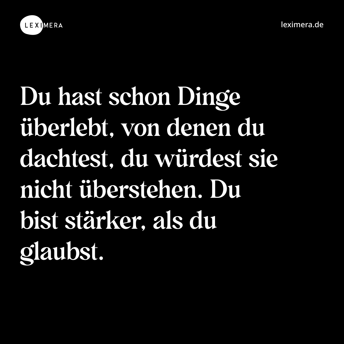 Du hast schon Dinge überlebt, von denen du dachtest, du würdest sie nicht überstehen. Du bist stärker, als du glaubst. - Spruch Bild