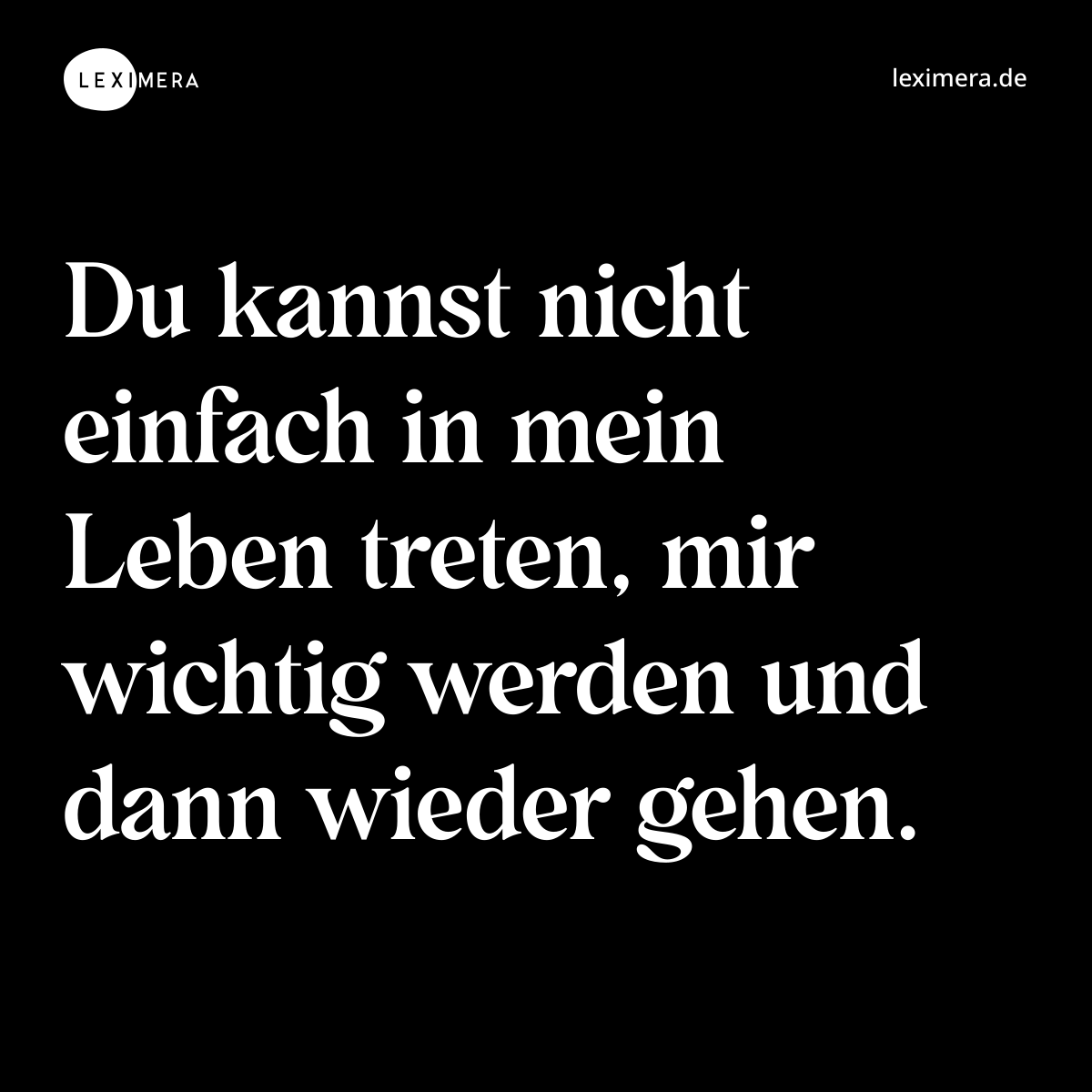 Du kannst nicht einfach in mein Leben treten, mir wichtig werden und dann wieder gehen. - Spruch Bild
