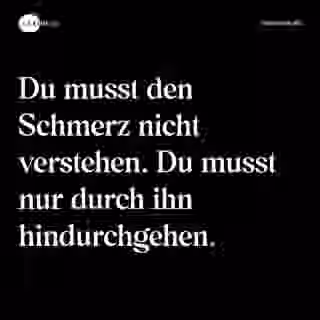Du musst den Schmerz nicht verstehen. Du musst nur durch ihn hindurchgehen. - Spruch Bild
