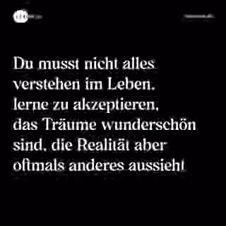 Du musst nicht alles verstehen im Leben, lerne zu akzeptieren, das Träume wunderschön sind, die Realität aber oftmals anderes aussieht - Spruch Bild