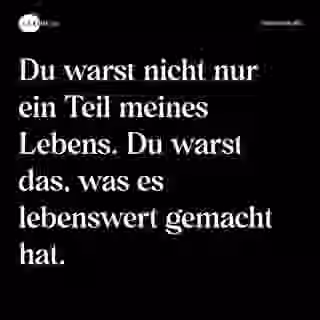 Du warst nicht nur ein Teil meines Lebens. Du warst das, was es lebenswert gemacht hat. - Spruch Bild