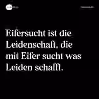 Eifersucht ist die Leidenschaft, die mit Eifer sucht was Leiden schafft. - Spruch Bild