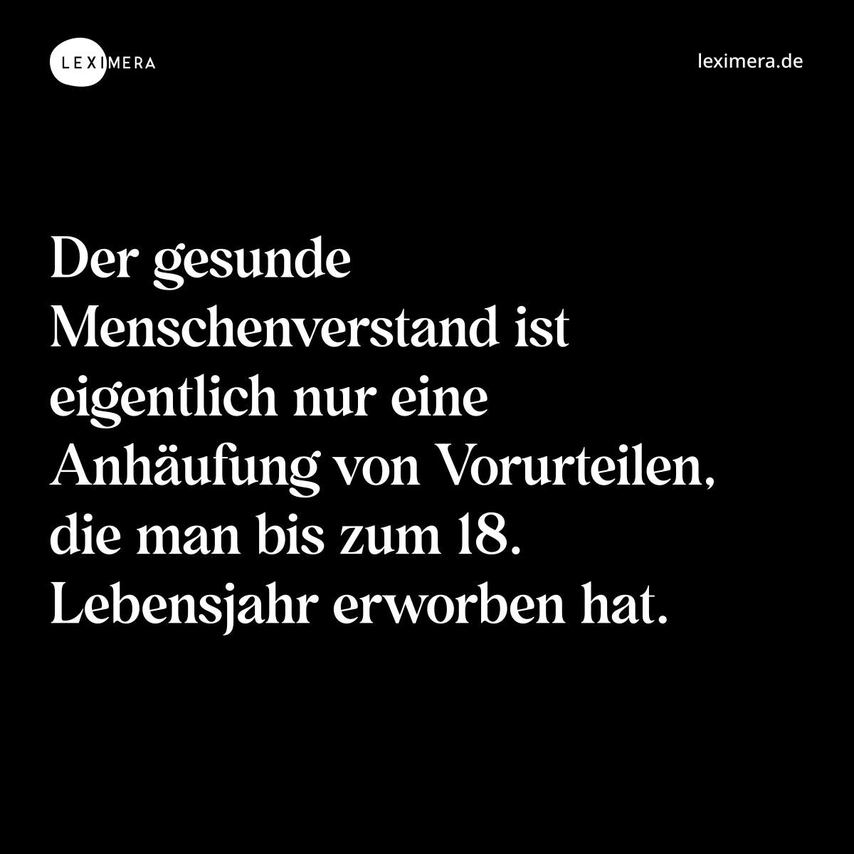 Der gesunde Menschenverstand ist eigentlich nur eine Anhäufung von Vorurteilen, die man bis zum 18. Lebensjahr erworben hat. - Spruch Bild