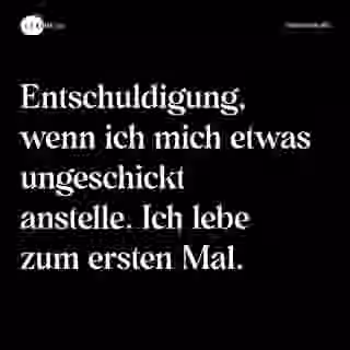 Entschuldigung, wenn ich mich etwas ungeschickt anstelle. Ich lebe zum ersten Mal. - Spruch Bild