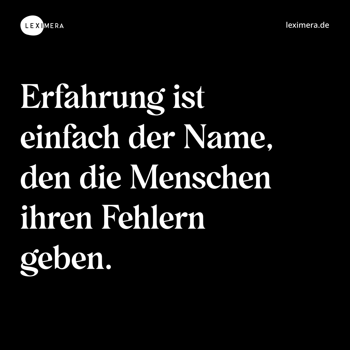 Erfahrung ist einfach der Name, den die Menschen ihren Fehlern geben. - Spruch Bild