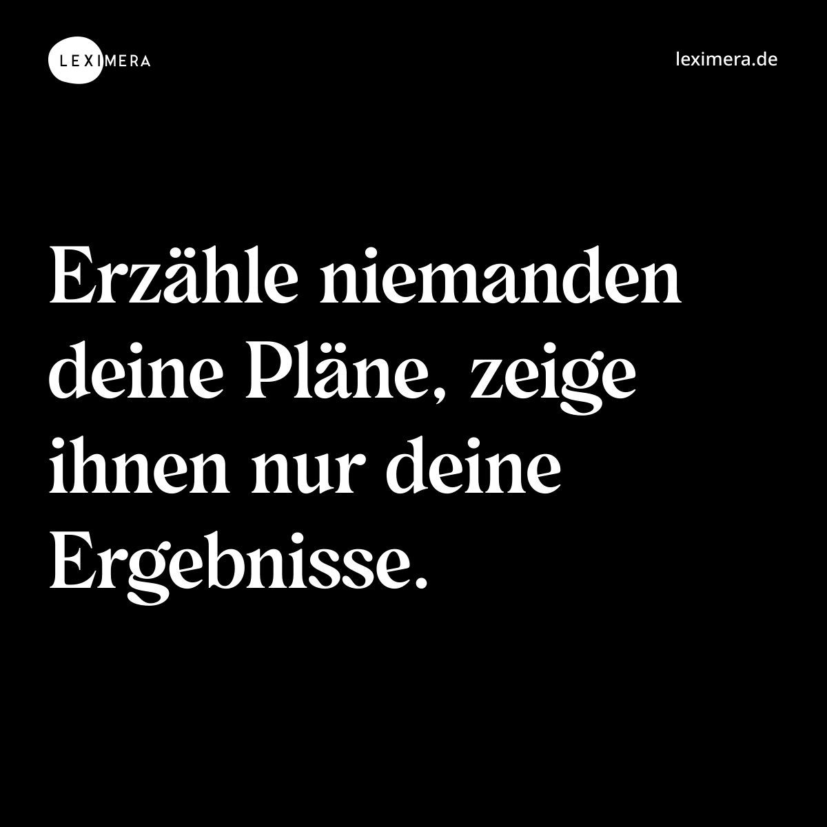 Erzähle niemanden deine Pläne, zeige ihnen nur deine Ergebnisse. - Spruch Bild