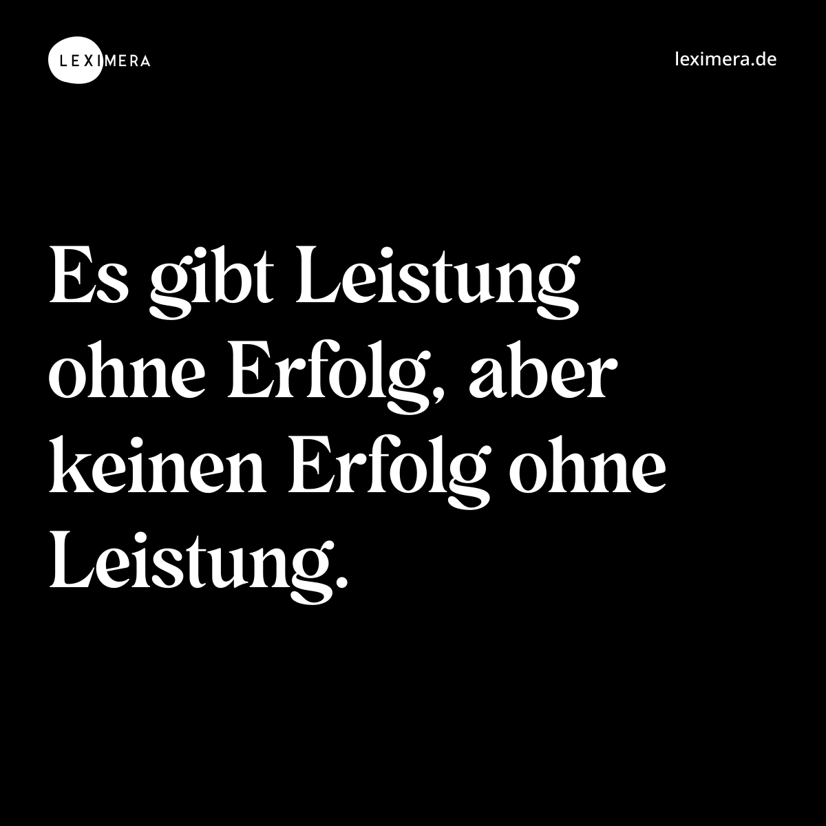 Es gibt Leistung ohne Erfolg, aber keinen Erfolg ohne Leistung. - Spruch Bild
