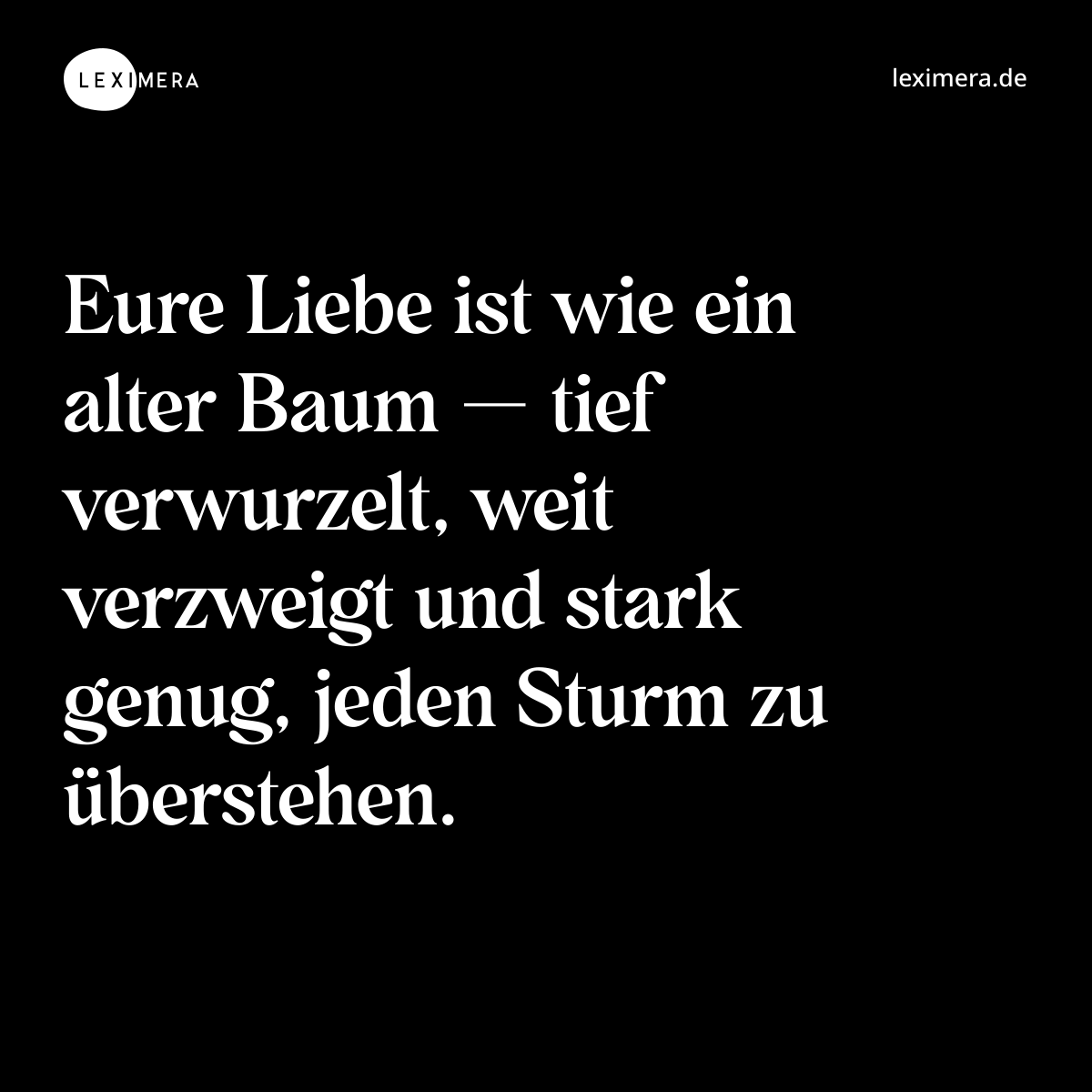 Eure Liebe ist wie ein alter Baum — tief verwurzelt, weit verzweigt und stark genug, jeden Sturm zu überstehen. - Spruch Bild