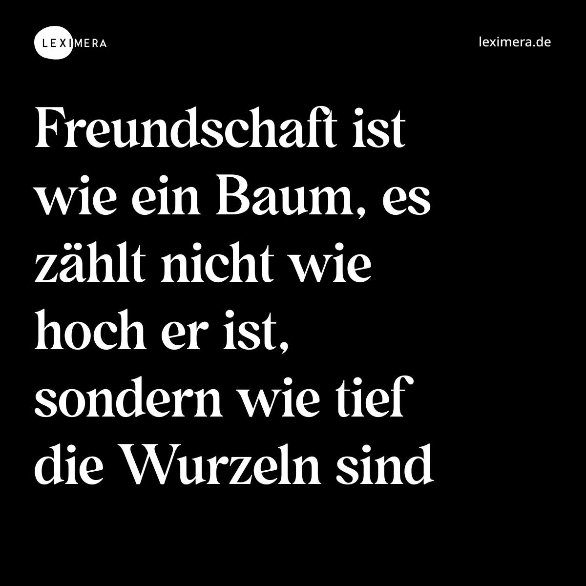 Freundschaft ist wie ein Baum, es zählt nicht wie hoch er ist, sondern wie tief die Wurzeln sind - Spruch Bild