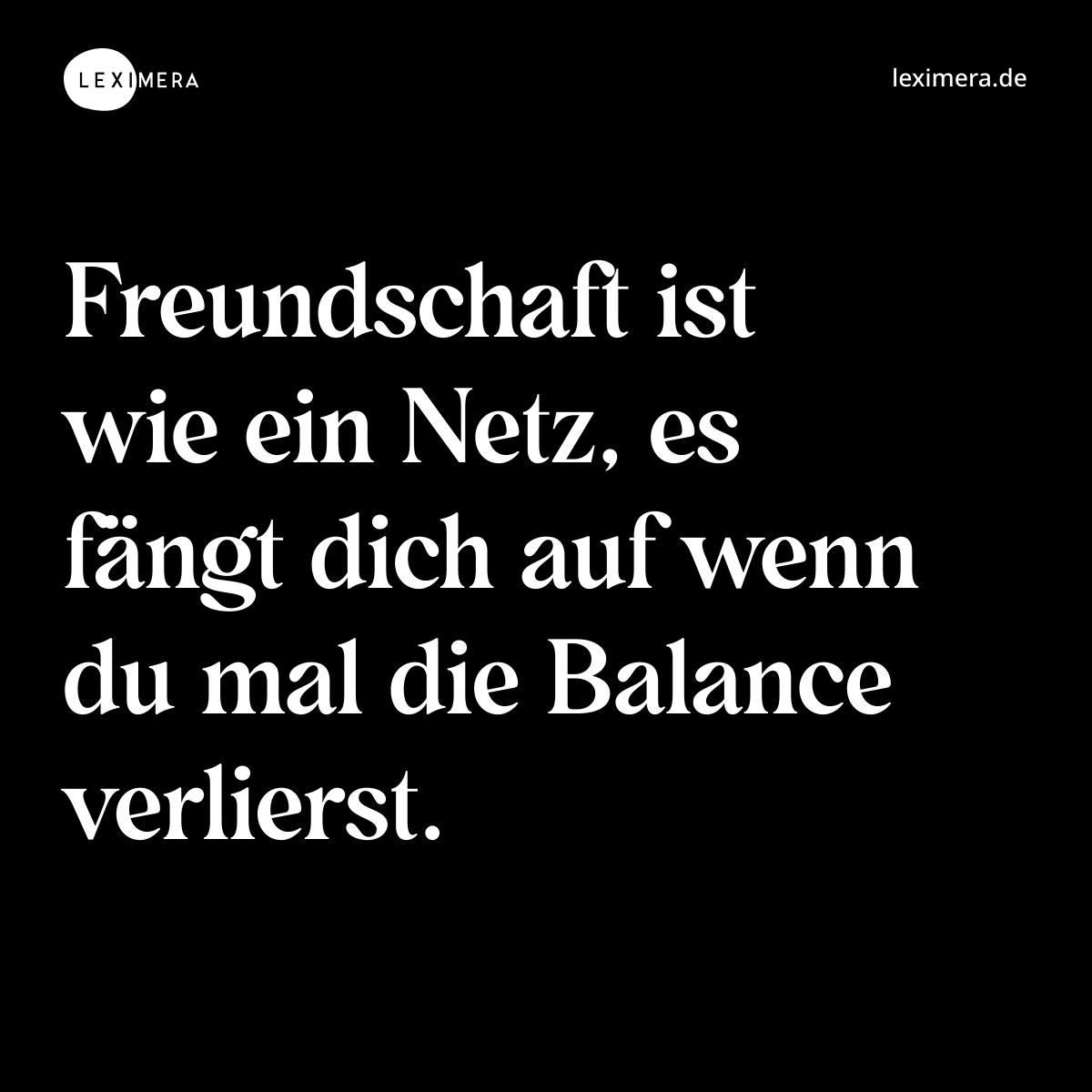 Freundschaft ist wie ein Netz, es fängt dich auf wenn du mal die Balance verlierst. - Spruch Bild