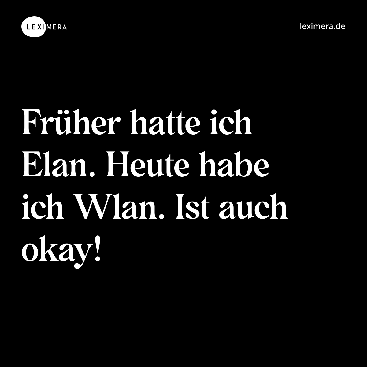 Früher hatte ich Elan. Heute habe ich Wlan. Ist auch okay! - Spruch Bild