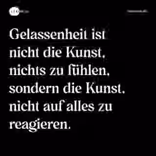 Gelassenheit ist nicht die Kunst, nichts zu fühlen, sondern die Kunst, nicht auf alles zu reagieren. - Spruch Bild