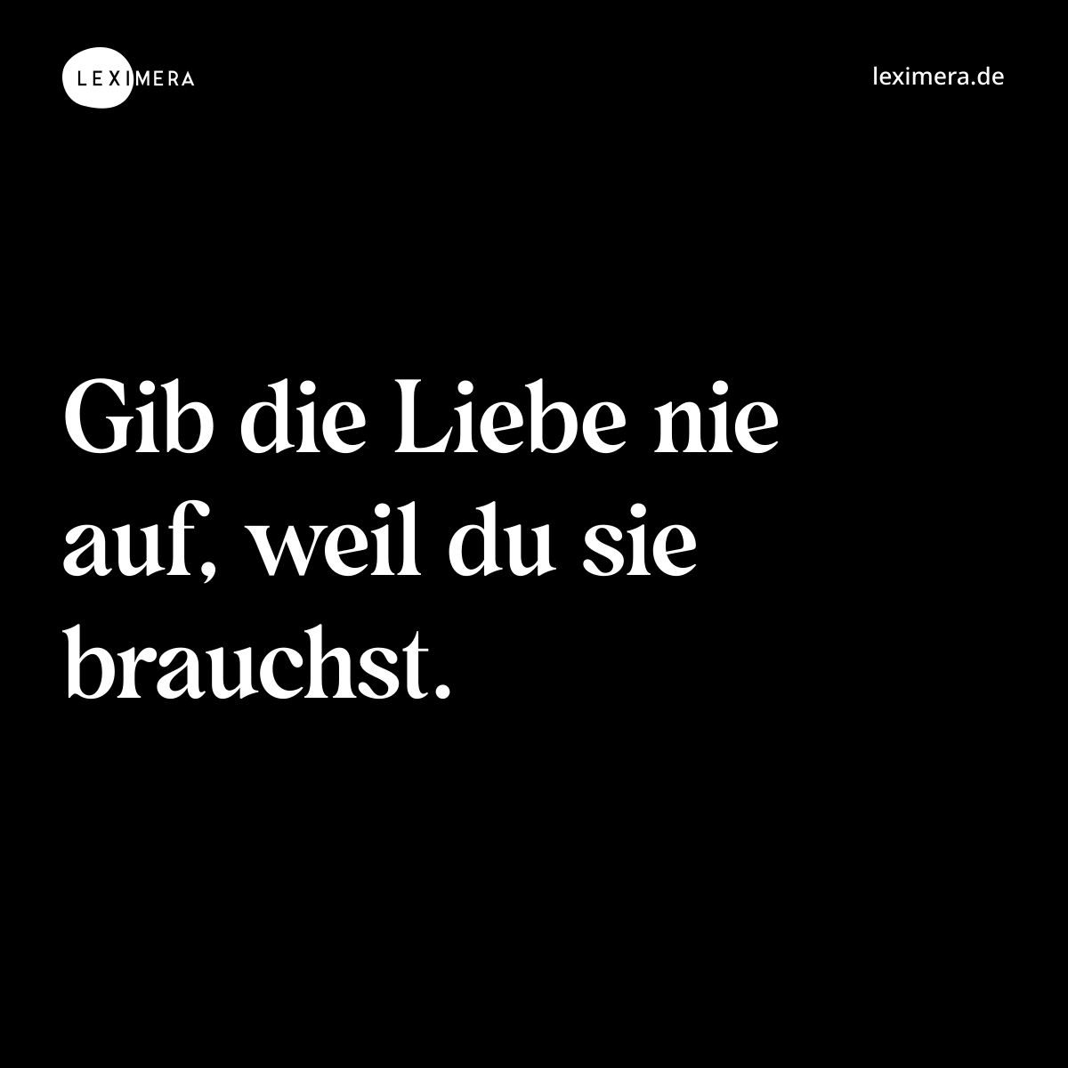 Gib die Liebe nie auf, weil du sie brauchst. - Spruch Bild
