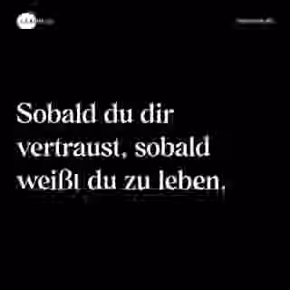 Sobald du dir vertraust, sobald weißt du zu leben. - Spruch Bild