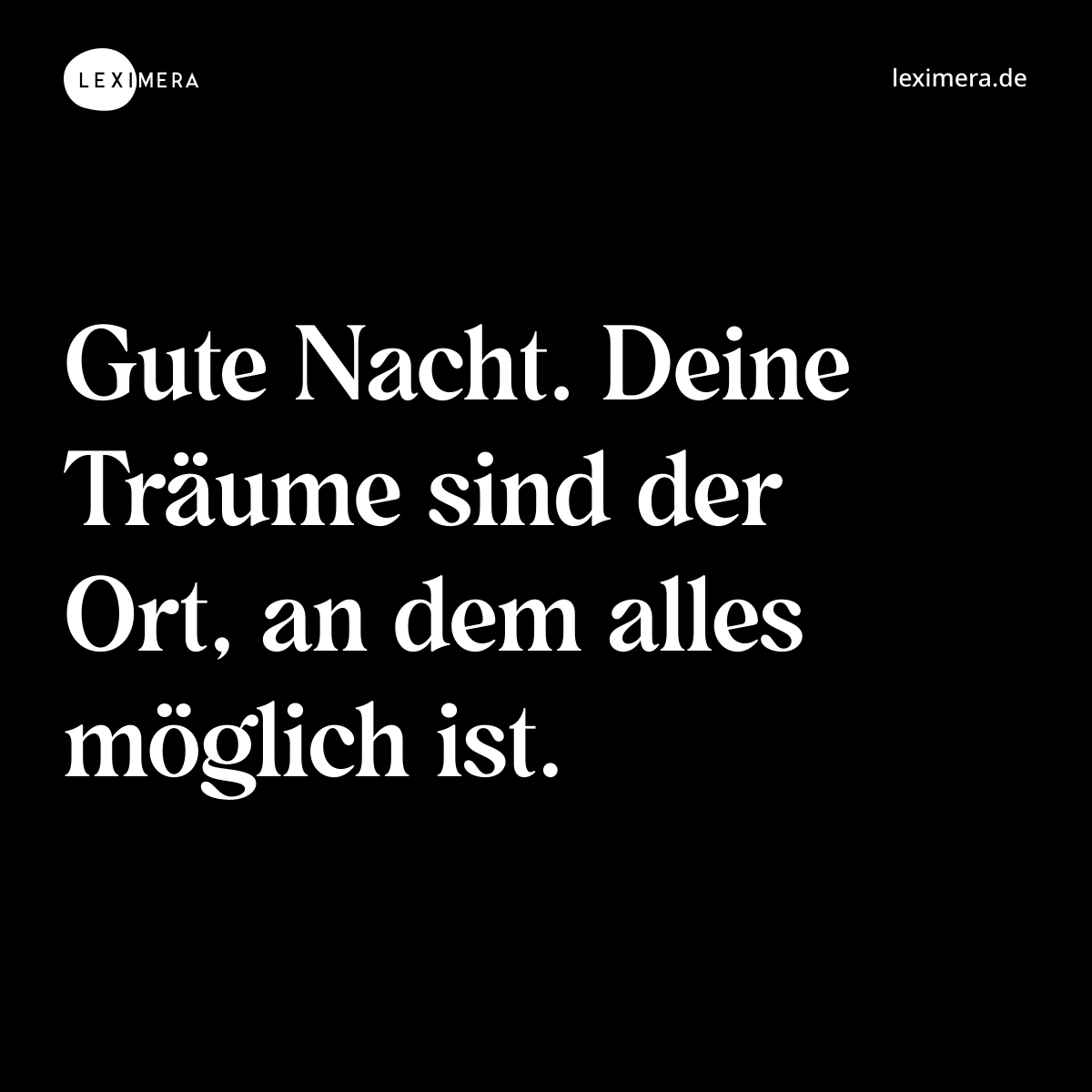 Gute Nacht. Deine Träume sind der Ort, an dem alles möglich ist. - Spruch Bild