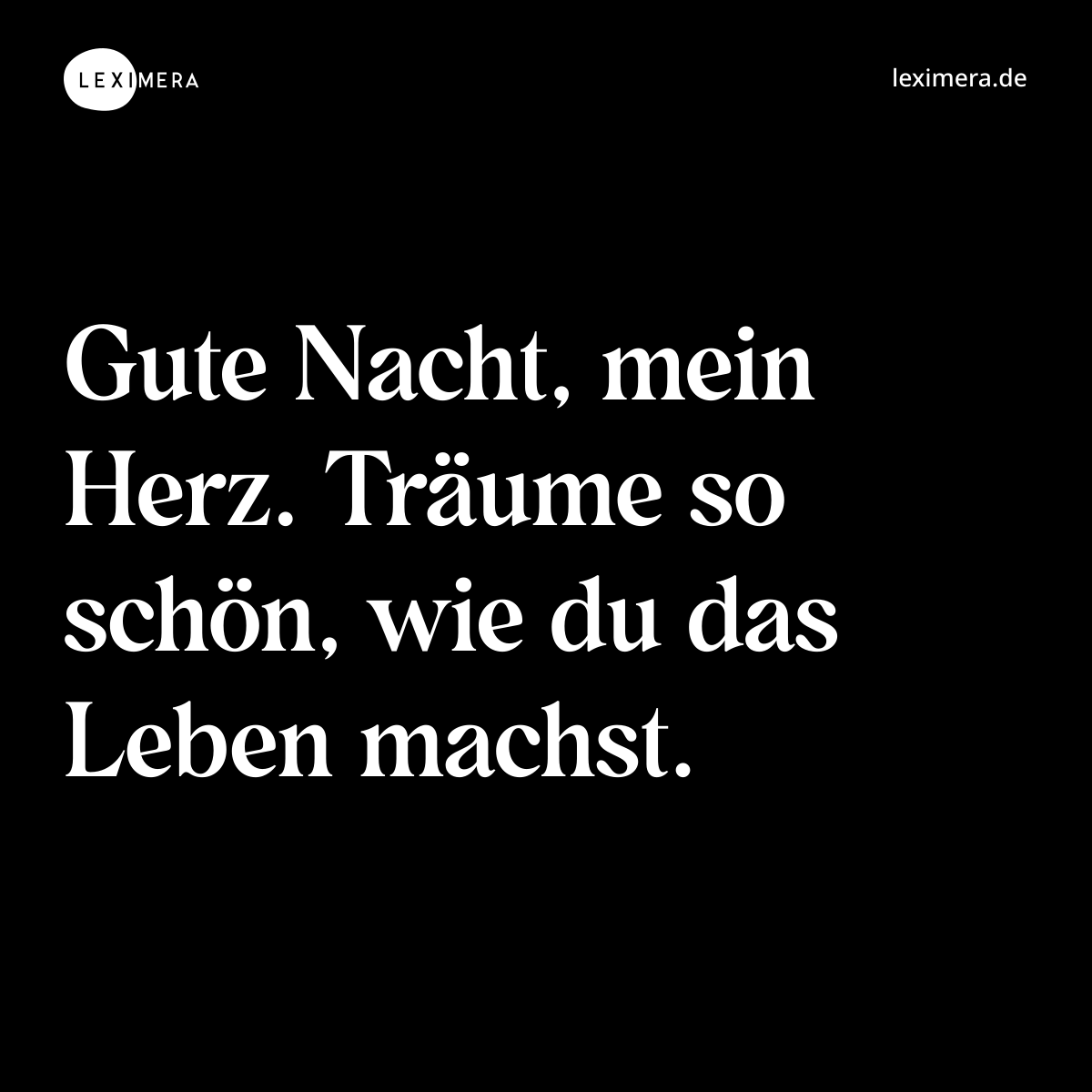 Gute Nacht, mein Herz. Träume so schön, wie du das Leben machst. - Spruch Bild