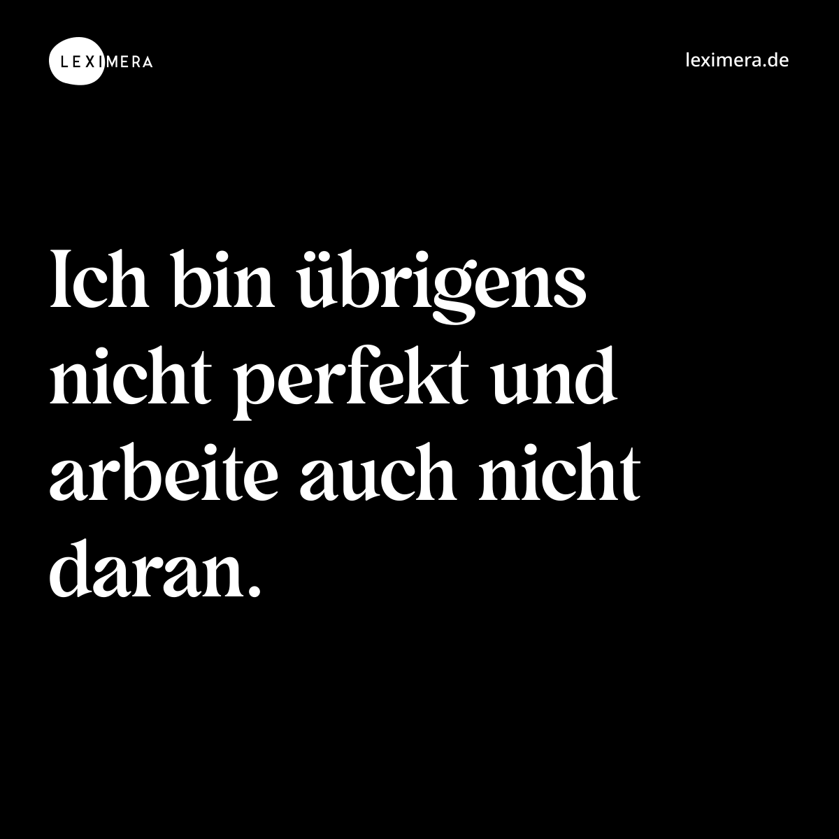 Ich bin übrigens nicht perfekt und arbeite auch nicht daran. - Spruch Bild