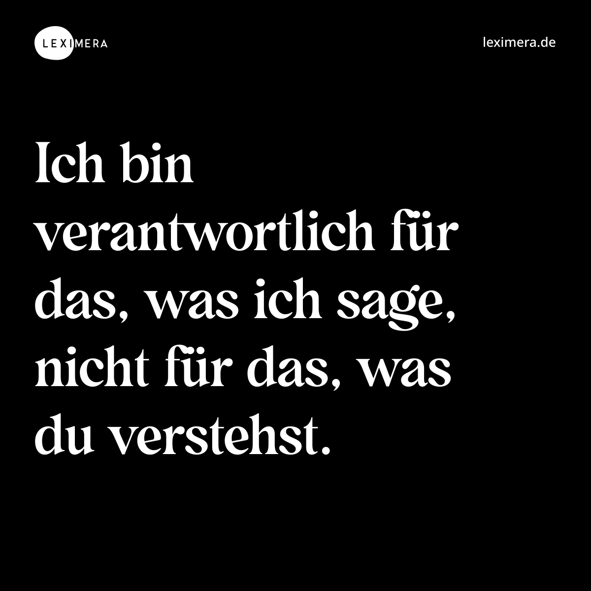 Ich bin verantwortlich für das, was ich sage, nicht für das, was du verstehst. - Spruch Bild