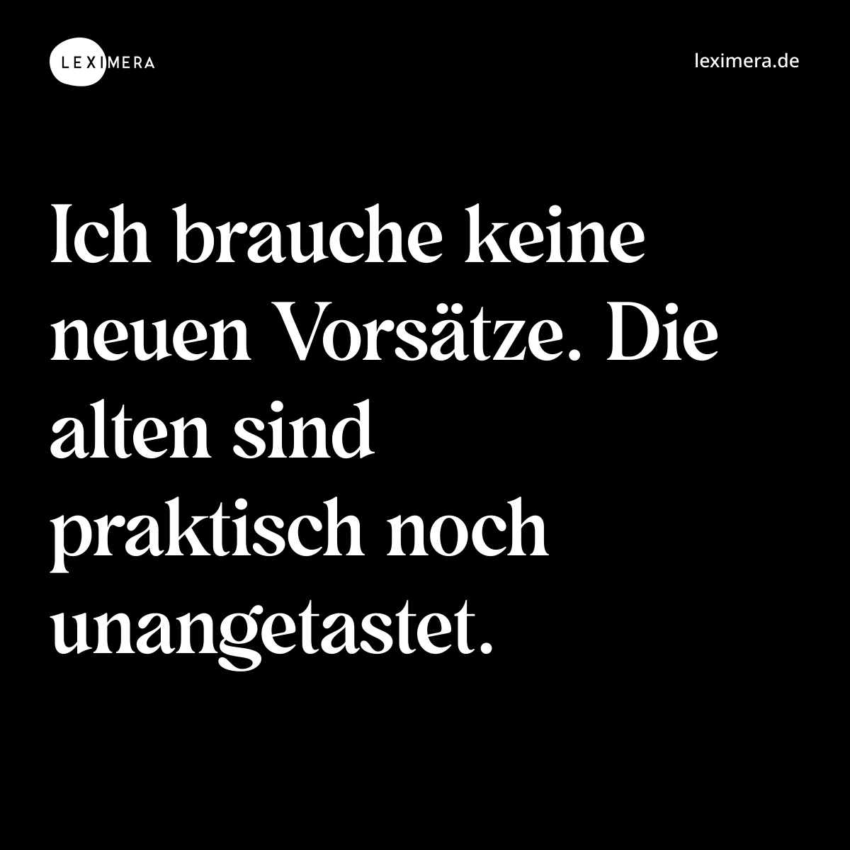 Ich brauche keine neuen Vorsätze. Die alten sind praktisch noch unangetastet. - Spruch Bild