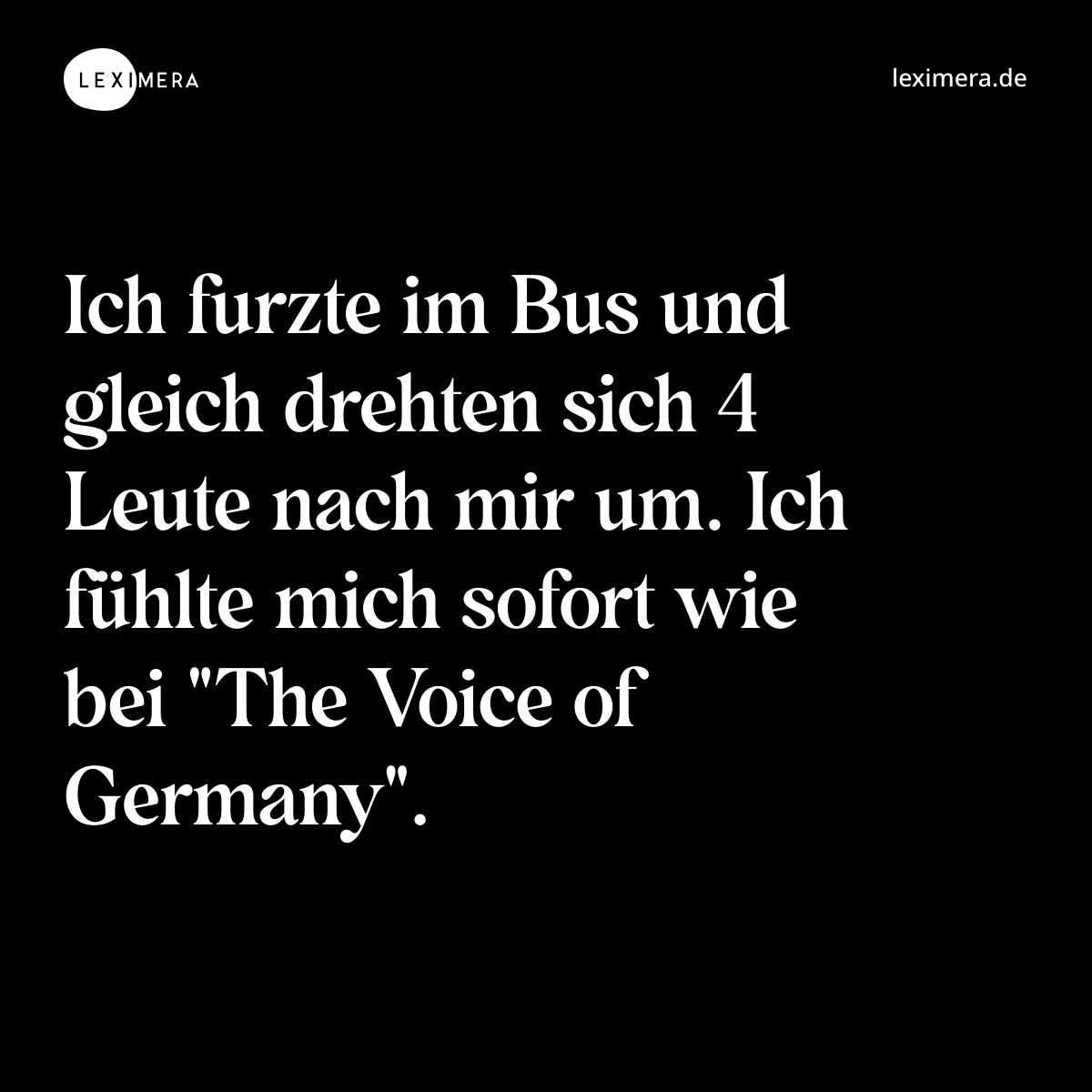 Ich furzte im Bus und gleich drehten sich 4 Leute ... - Spruch Visualisierung